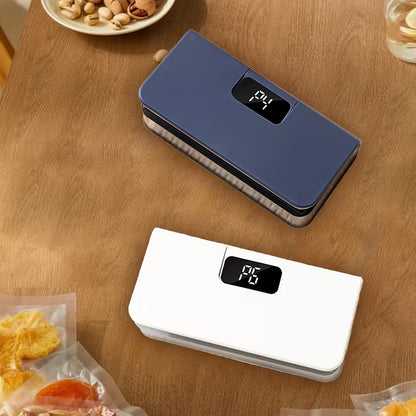 Mini bag sealing machine in navy and white